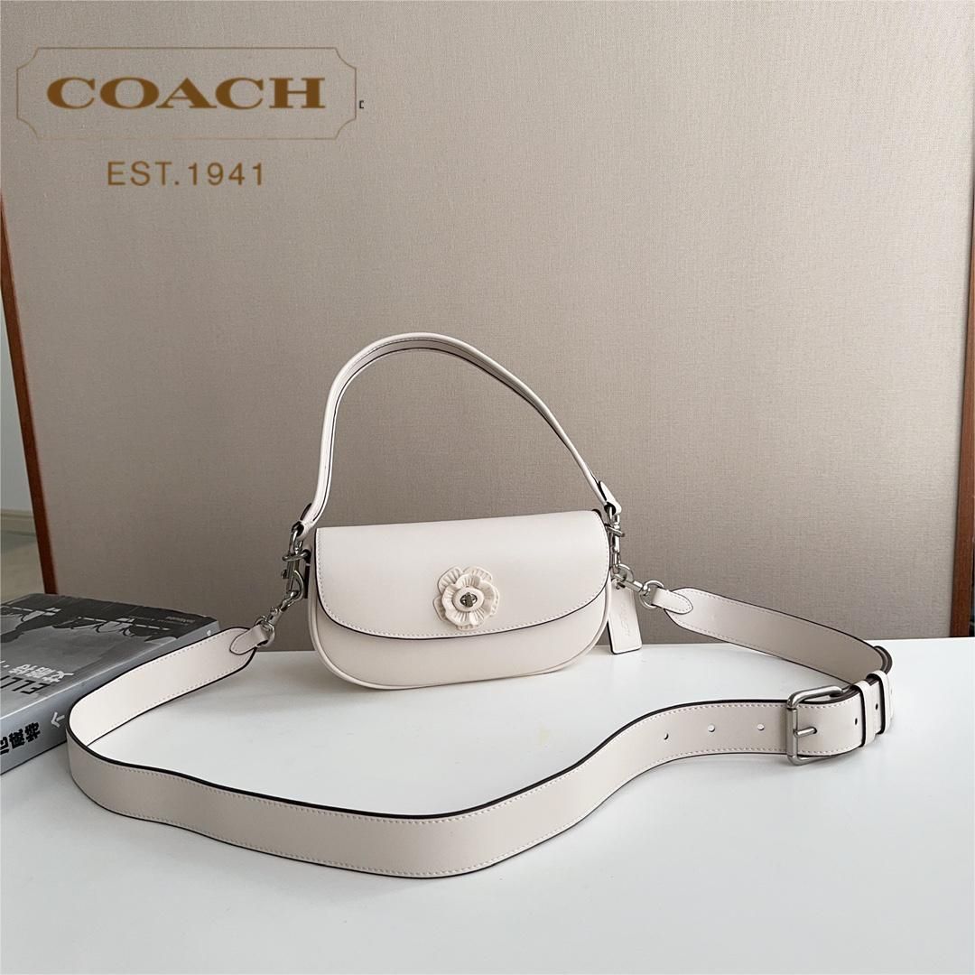 COACH コーチ エミーサドルバッグ ティーローズ 椿 2WAY ショルダーバッグ アウトレット品 ホワイト 白 CU032 - メルカリ