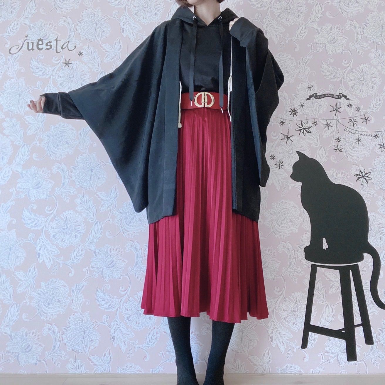 和洋折衷コーデセット 黒赤系 4点セット - メルカリ