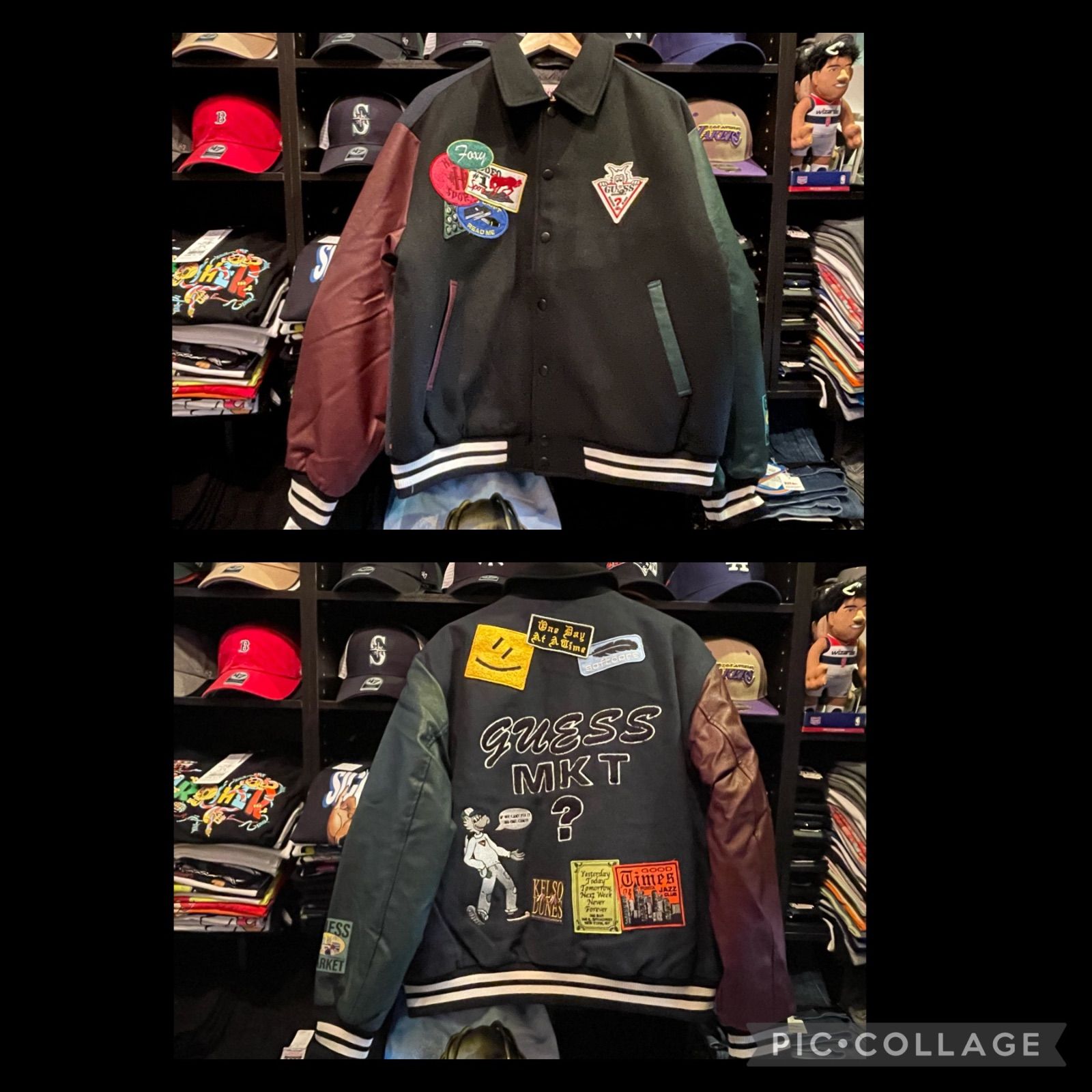 GUESS/ゲス GO MARKET LETTERMAN JACKET ジャケット スタジャン L 