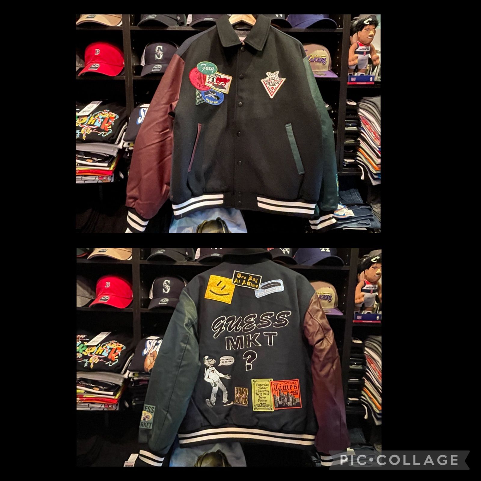 GUESS/ゲス GO MARKET LETTERMAN JACKET ジャケット スタジャン L