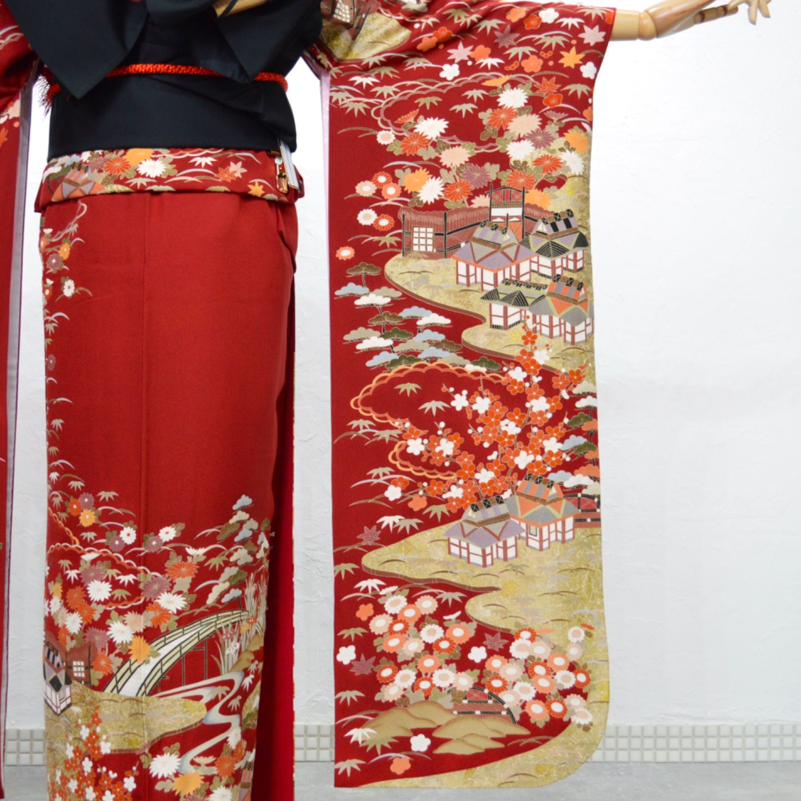 美品》正絹 振袖フルセット L〜LLサイズ 成人式 大正ロマン レトロ 金