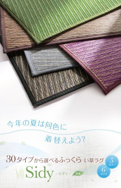 ブラウン 30タイプから選べる国産ふっくらい草ラグ