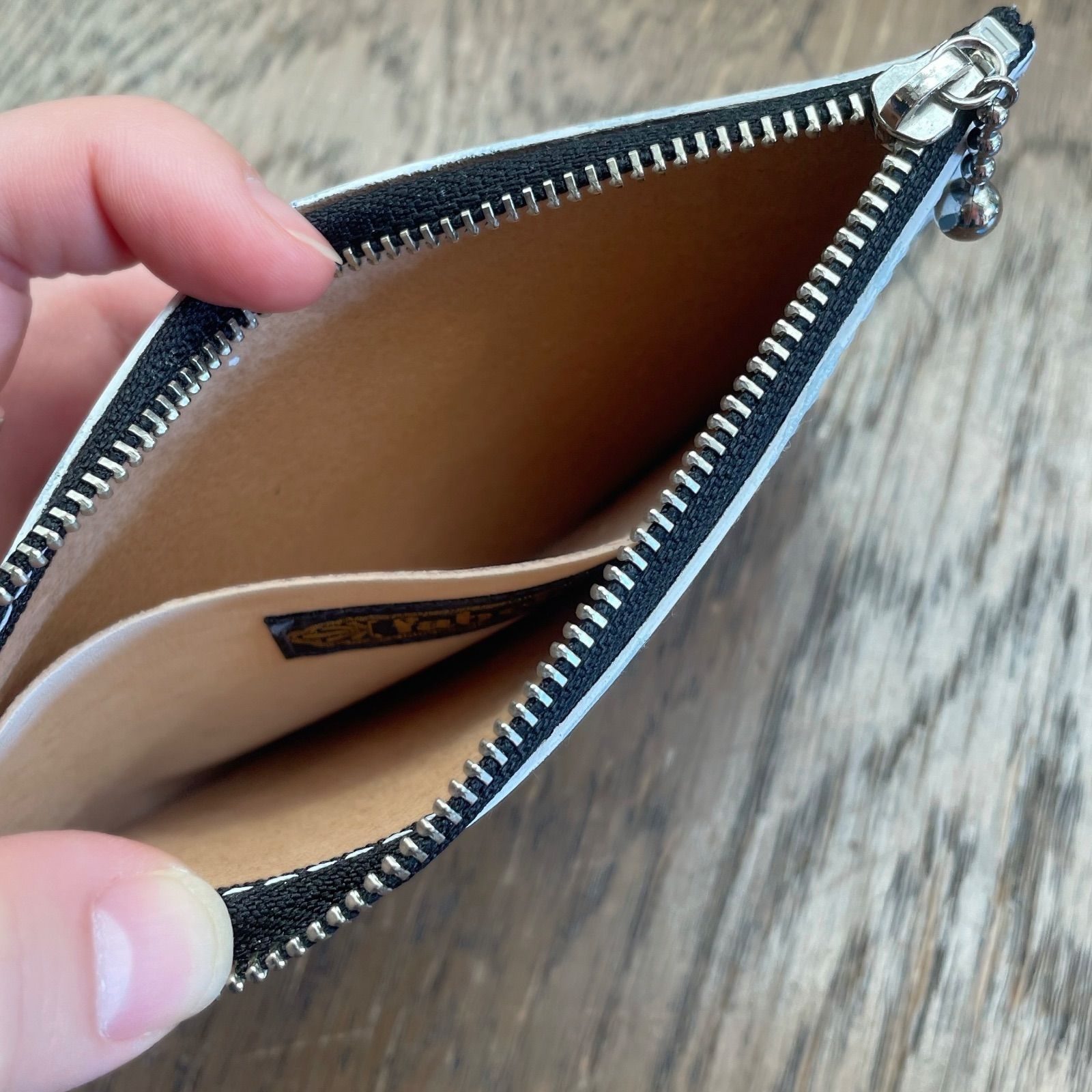 ファブシック オリジナル レザーウォレット ビッグアイ ホワイト モッズ 昭和 レトロ サイケデリック 財布 コインケース 小銭入れ