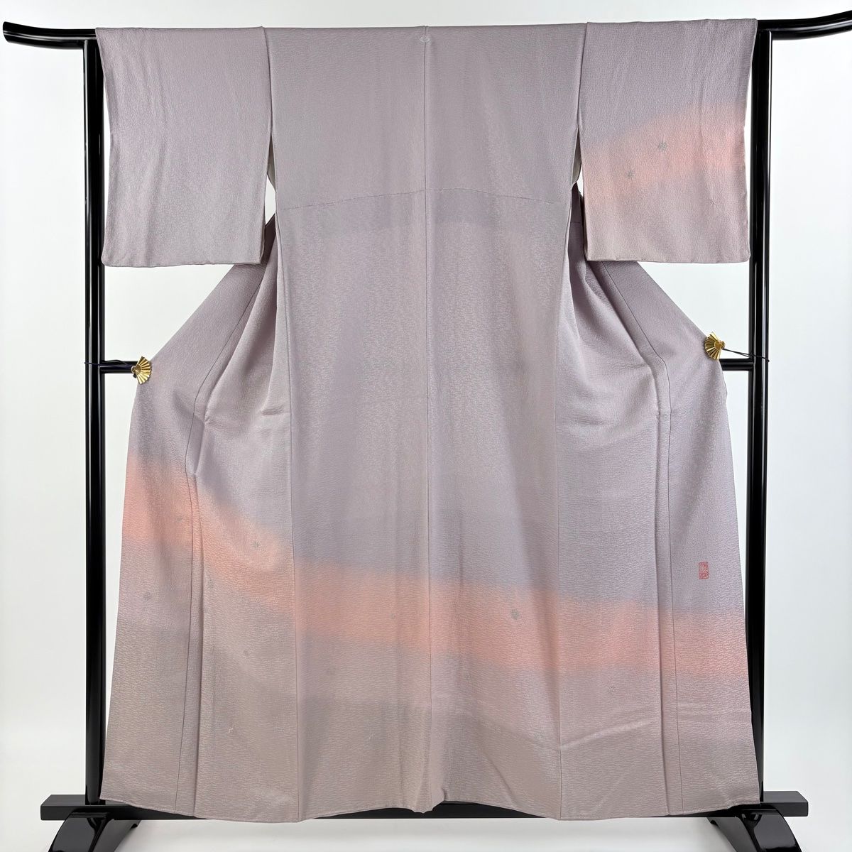 付下げ 身丈158.5cm 裄丈63.5cm S 袷 落款 花 葉柄 金彩 絞り