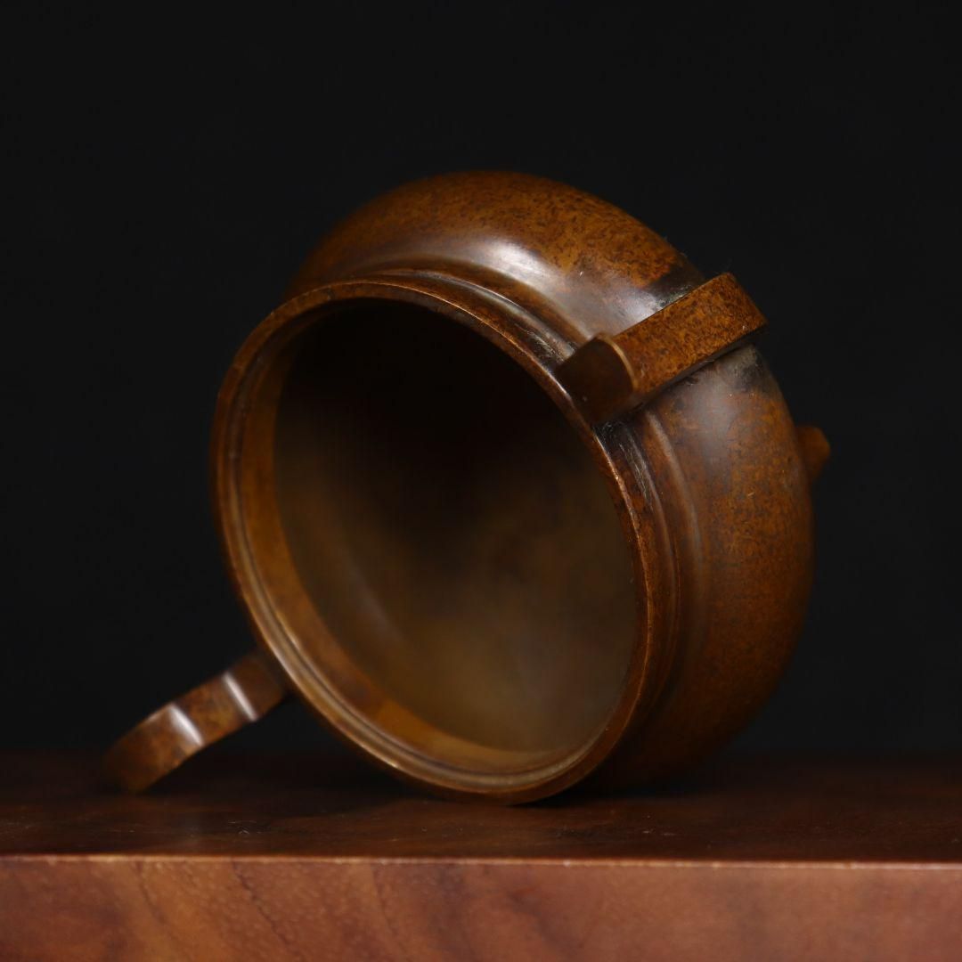 香炉 双獣耳浮彫盤竜薫香炉 香具 仏堂香炉 工芸品 銅製品