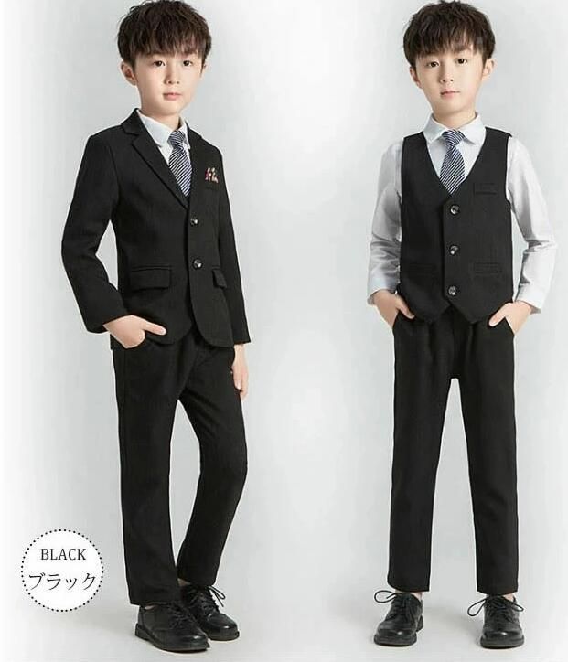 入学式 子供スーツ 男の子 スーツ 子供 七五三 フォーマル キッズスーツ 4点セット ジャケット ベスト ズボン 蝶ネクタイ セットアップ 入園式 卒園式 子供服 発表会 結婚式 lbbb 20