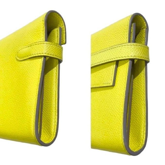 専用　美品☆　エルメス　ケリーウォレット　エプソン　イエロー×シルバー　□R刻印 美品 エルメス ケリーウォレット エプソン イエロー×シルバー R