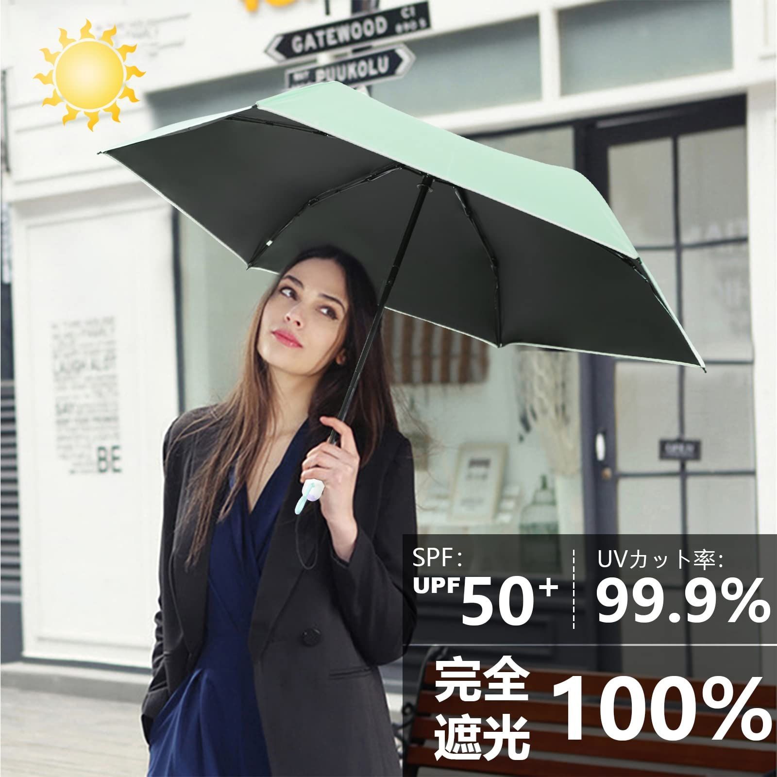 折り畳み傘 グリーン 晴雨兼用  UV SPF  遮光 撥水 日傘 折りたたみ