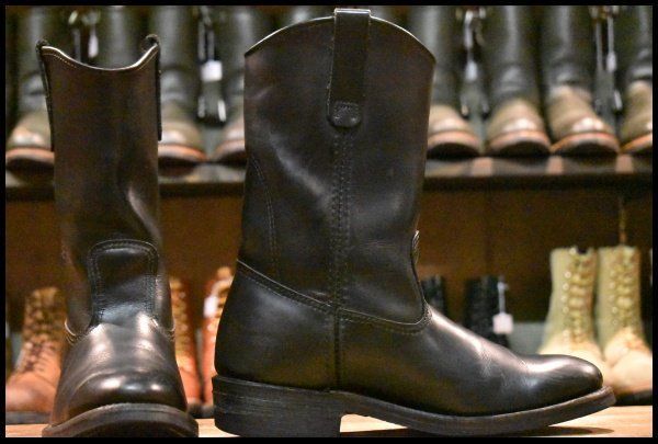 8.5E 07年 レッドウィング 8155 ペコス 黒 ブラッククローム プルオン ブーツ redwing pecos HOPESMORE FJ144