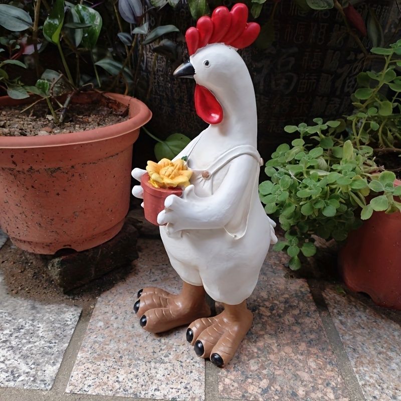 幸運の鶏 花柄の赤いニワトリオブジェ インテリア置物 幸運の鶏 花柄の赤いニワトリオブジェ インテリア置物 幸運の鶏 花柄