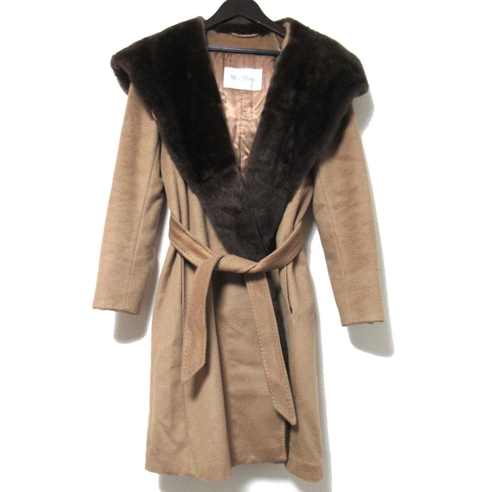 良品 Max Mara マックスマーラ ファーカラー アルパカウール  