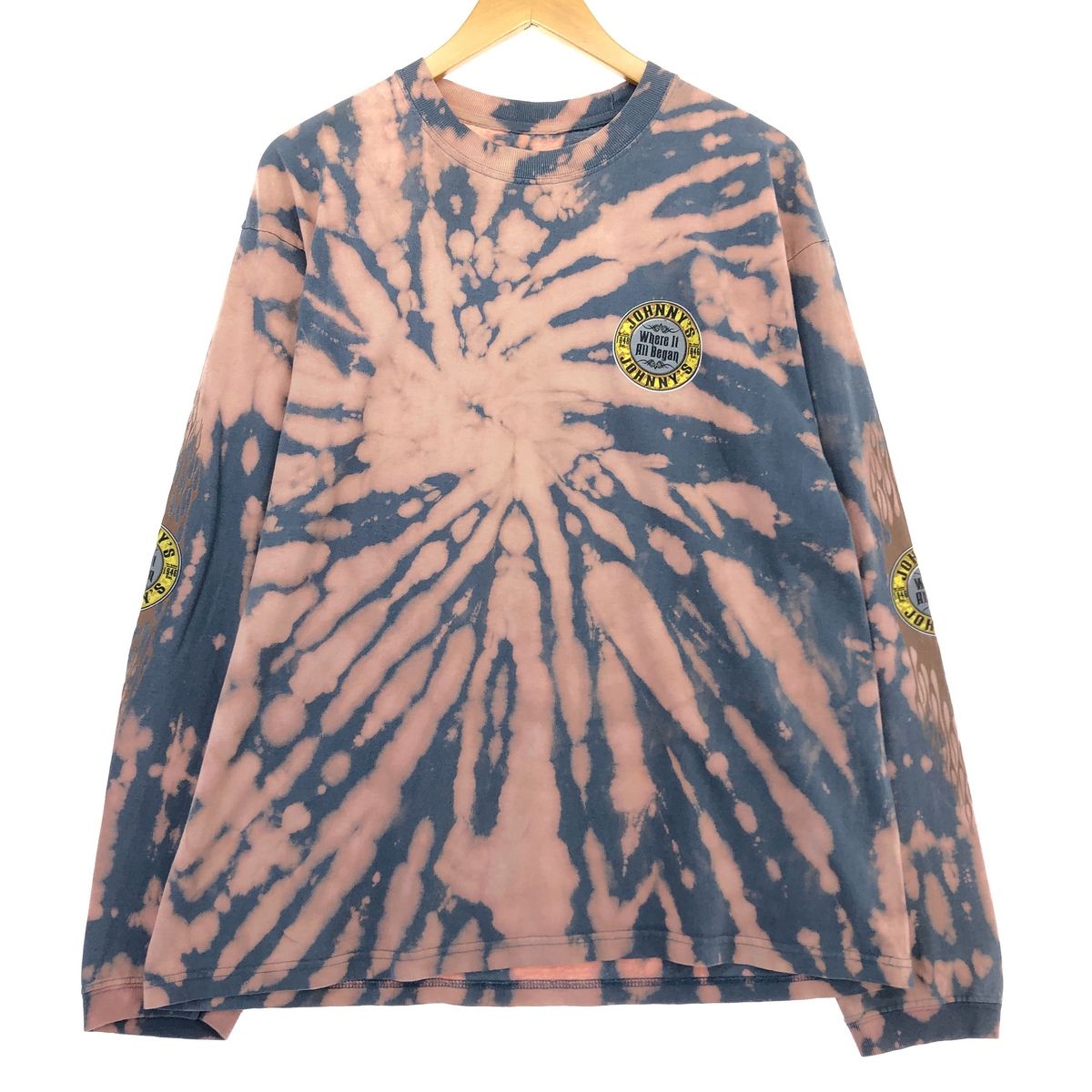 古着 タイダイ柄 バックプリント ロングTシャツ ロンT メンズL相当/eaa432399