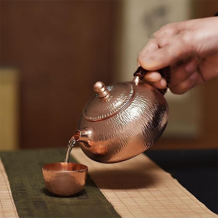 煎茶道 彫金 銅急須24 煎茶道具 350ML 急須 ティーポットポット 煎茶 玉露 番茶 日本