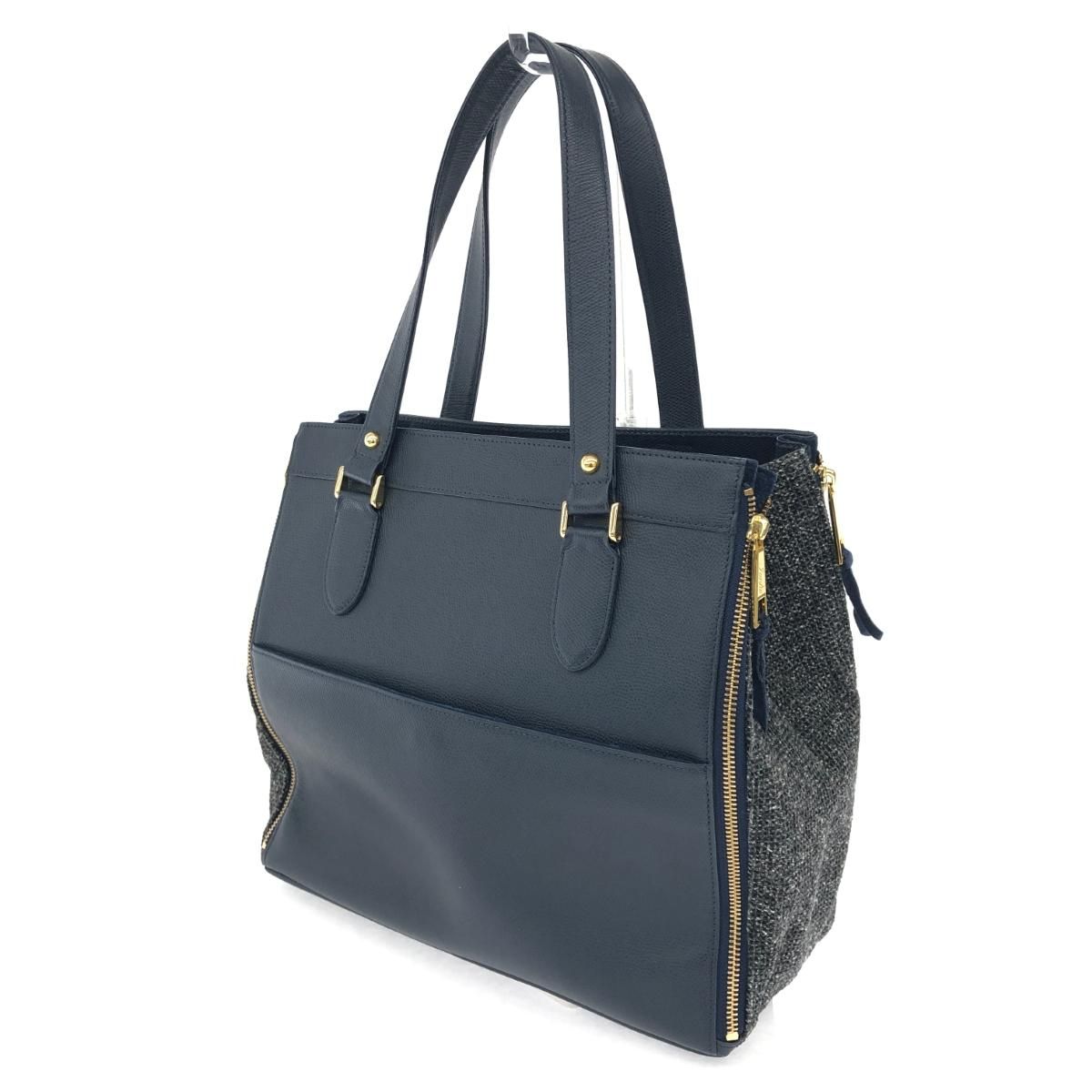 美品 IANNE イアンヌ ヴァネッサマキシム トートバッグ ネイビー 