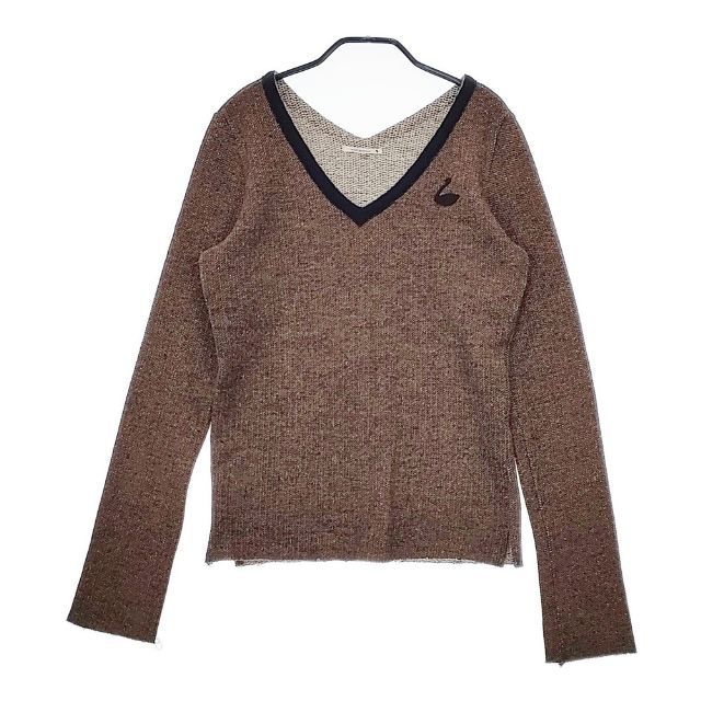 mina perhonen herb salt ka8584 Vネック プルオーバー セーター ニット ブラウン レディース ミナペルホネン 5-0413M∞