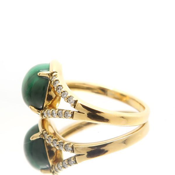 Vendome Aoyama✨現行品✨ダイヤモンド リング K18YG 11号 Vendome Aoyama マラカイト ダイヤモンド リング K18 イエローゴールド