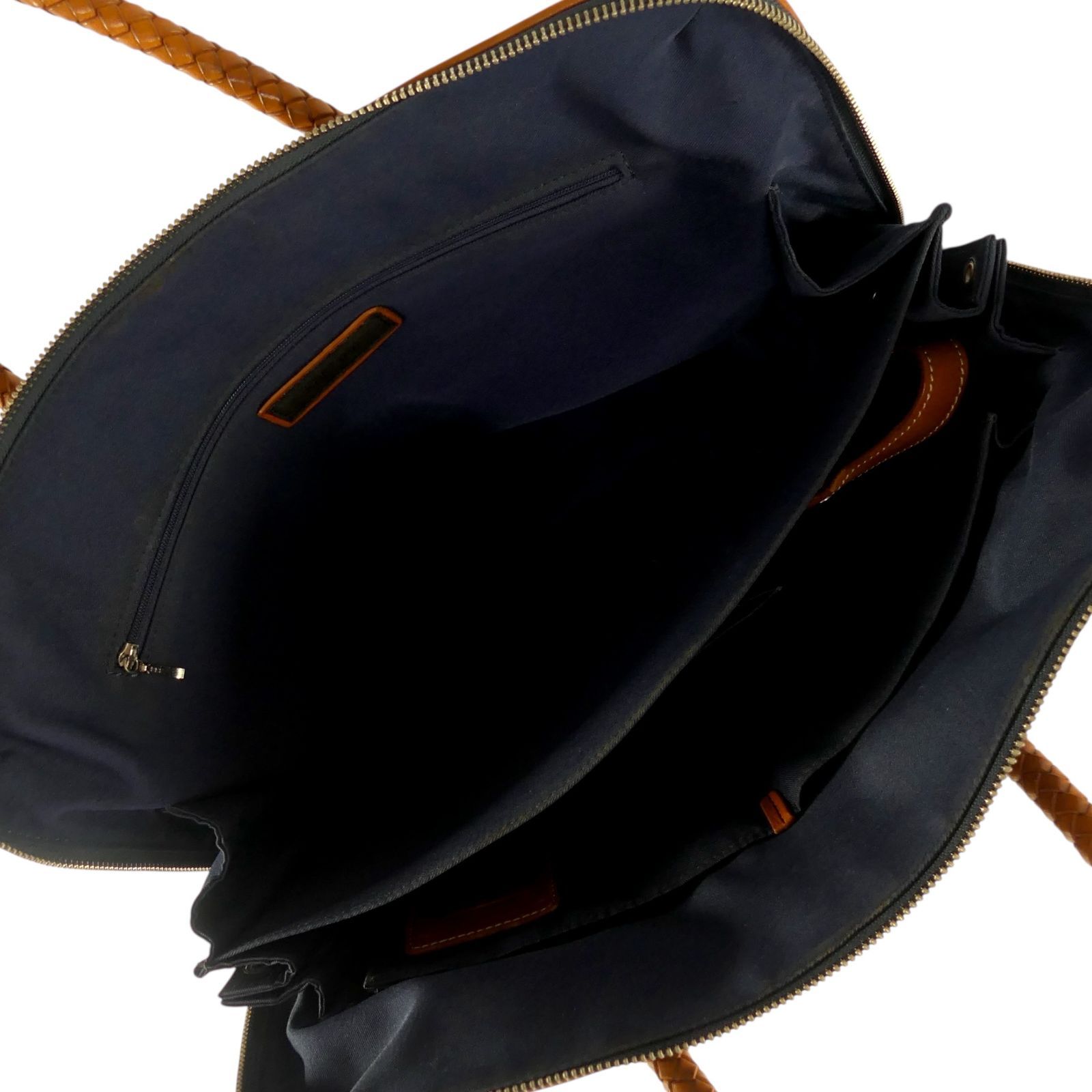 中古 キーファーノイ　ビジネスバッグ　2way A4可　レザー本革 ネイビー 茶 中古 キーファーノイ ビジネスバッグ 2way A4可 レザー本革 ネイビー