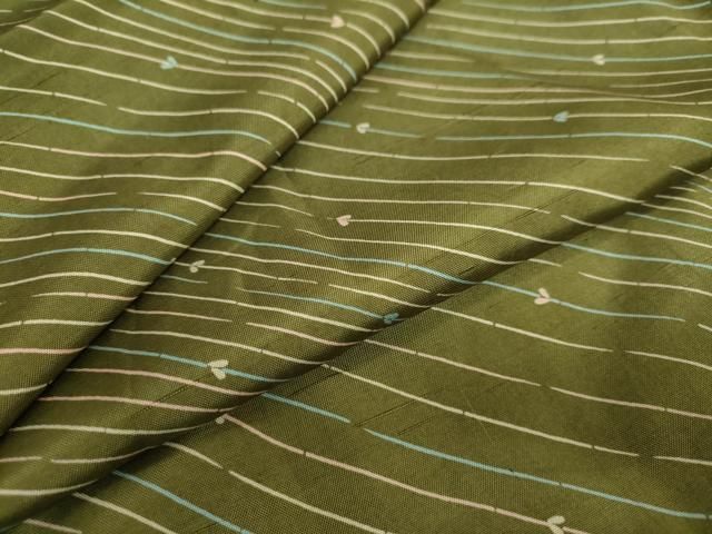 平和屋着物●上質な小紋 紬地 枝葉文 正絹 DAAW5991ud