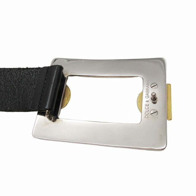 ドルチェ＆ガッバーナ ＊ ベルト レザーベルト スクエアバックル シルバー ドルチェ＆ガッバーナ ＊ ベルト レザーベルト スクエアバックル