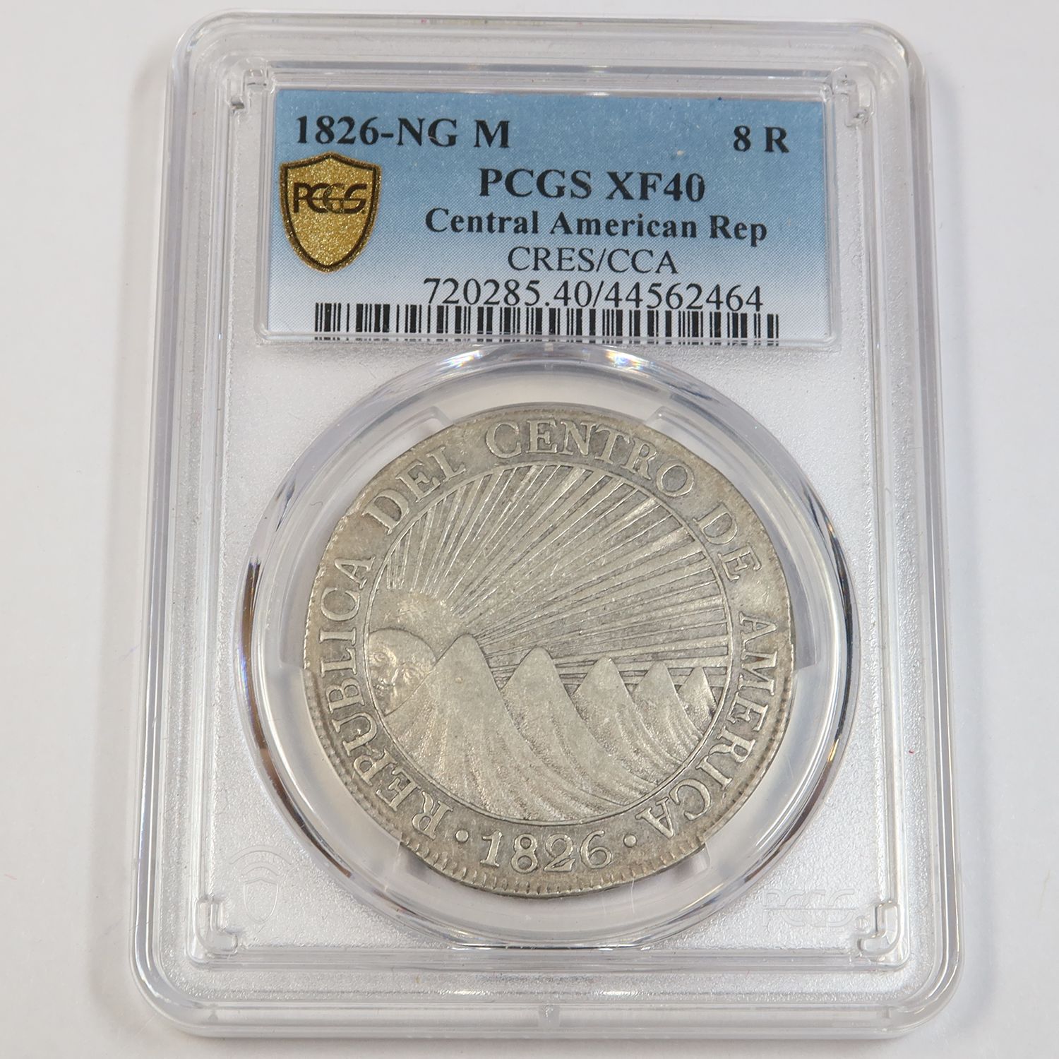 1826 NG M PCGS XF40 | CENTRAL AMERICAN REPUBLIC - Silver 8 Reales Coin