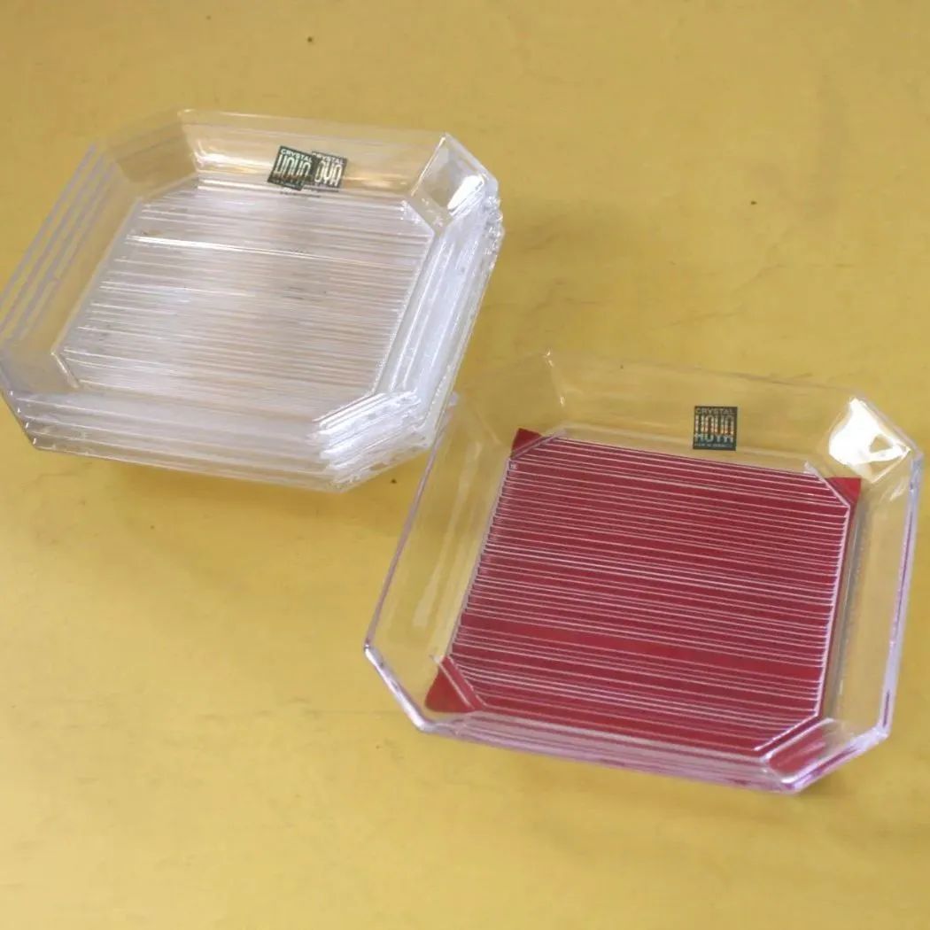 未使用品 HOYA 保谷クリスタル 保谷硝子 クリスタルガラス角皿 5枚 
