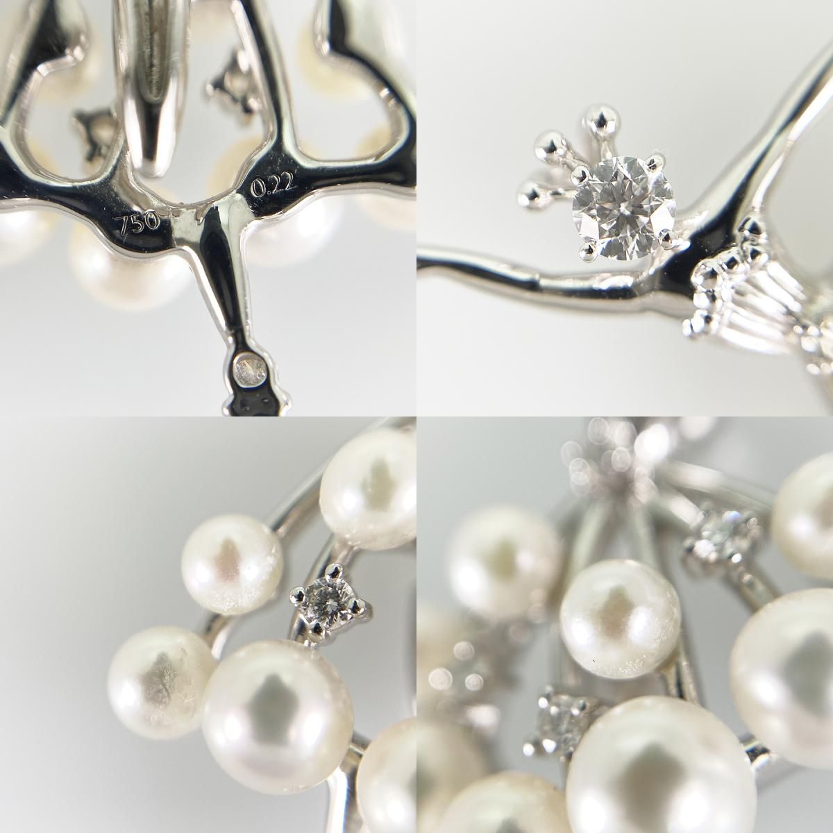 タサキ TASAKI K18WG パール ダイヤモンド ブローチ fto【中古