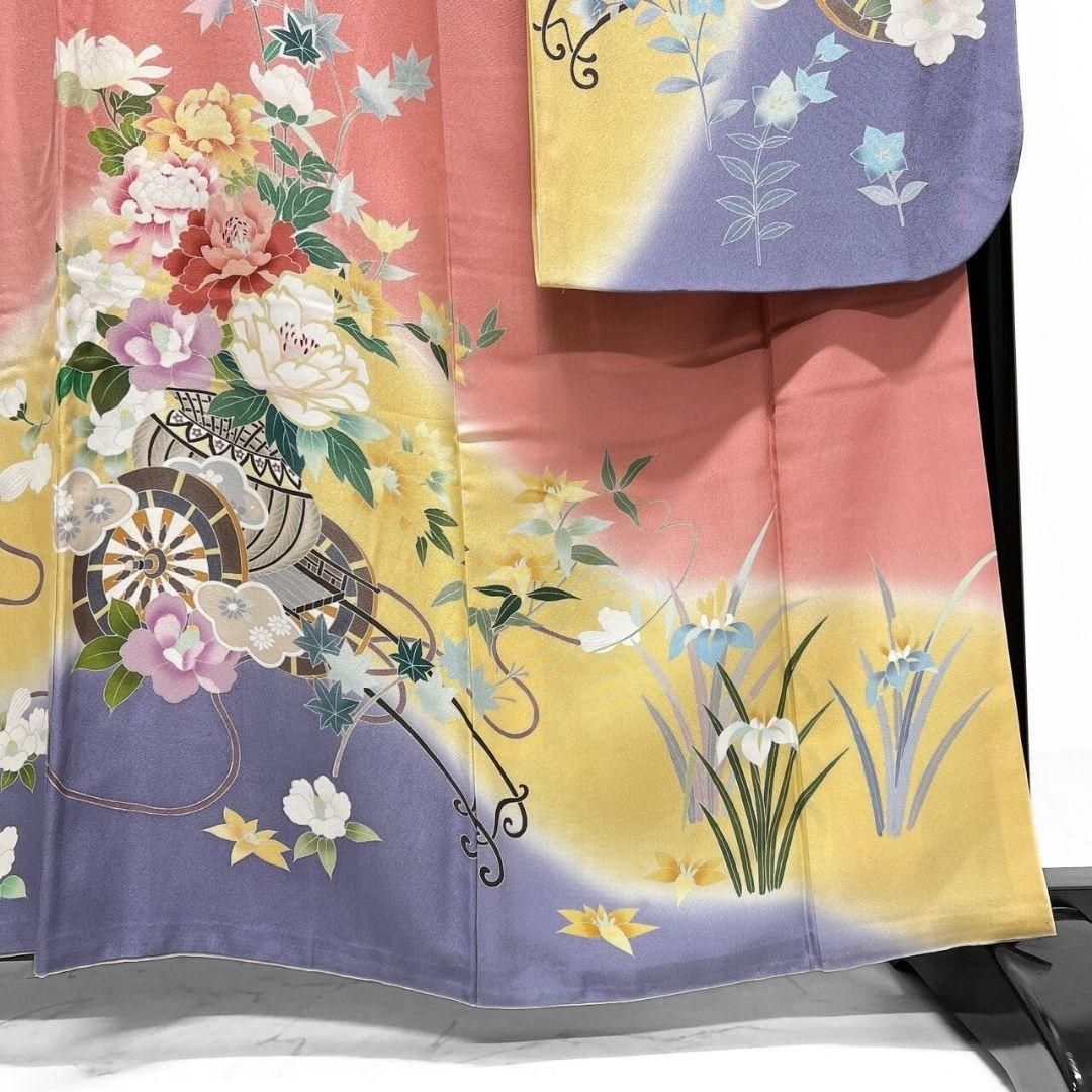 振袖 友禅 花車 牡丹 花模様 成人式 晴れの日 着物 043a p