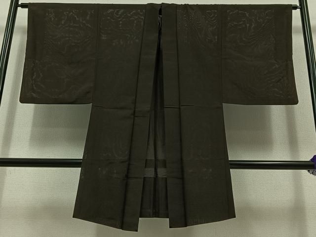 平和屋着物▽男性 長羽織 スリーシーズン 春夏秋 塵除け 憲法黒茶色 正絹 AABB8004jh