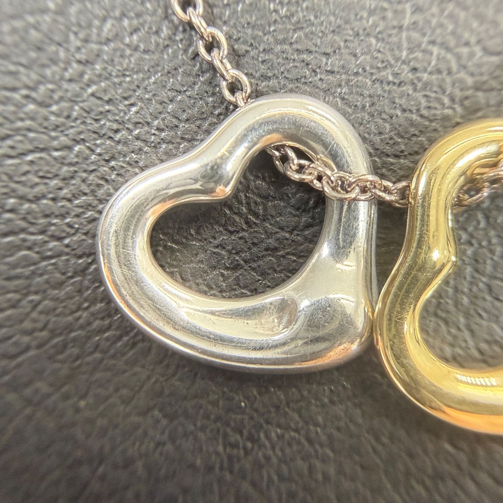 Tiffany　オープンハート　コンビ　ネックレス　Ag925　Au750 TIFFANY & Co. ティファニー ダブル オープンハート チェーン