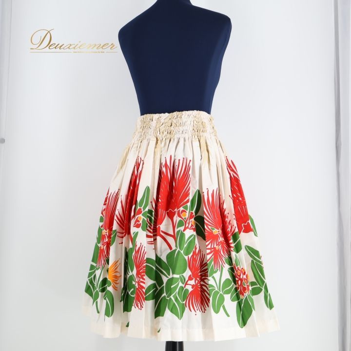 フラダンス 衣装 パウスカート ホワイト系 フラ ダンス レッスン 花柄