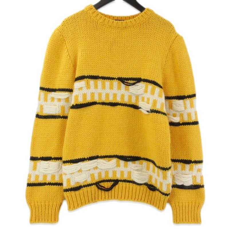 CALVIN KLEIN 205W39NYC カルバンクライン セーター クルーネック ラフシモンズ 羊毛 モヘア イタリア製 イエロー S 71013921