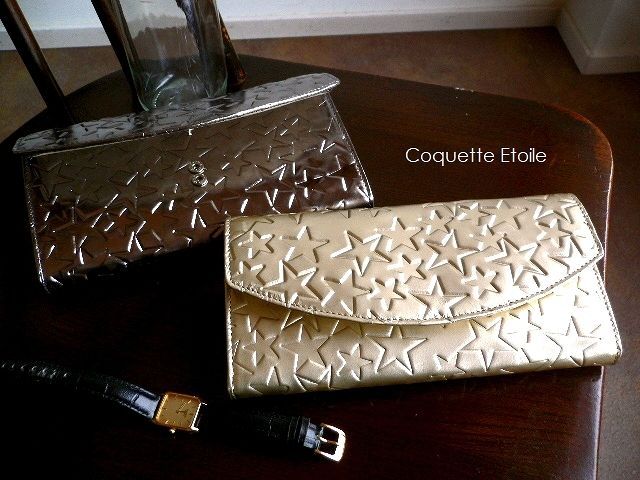 coquette コケット 星柄 スター型押し ギャルソンウォレット 長財布
