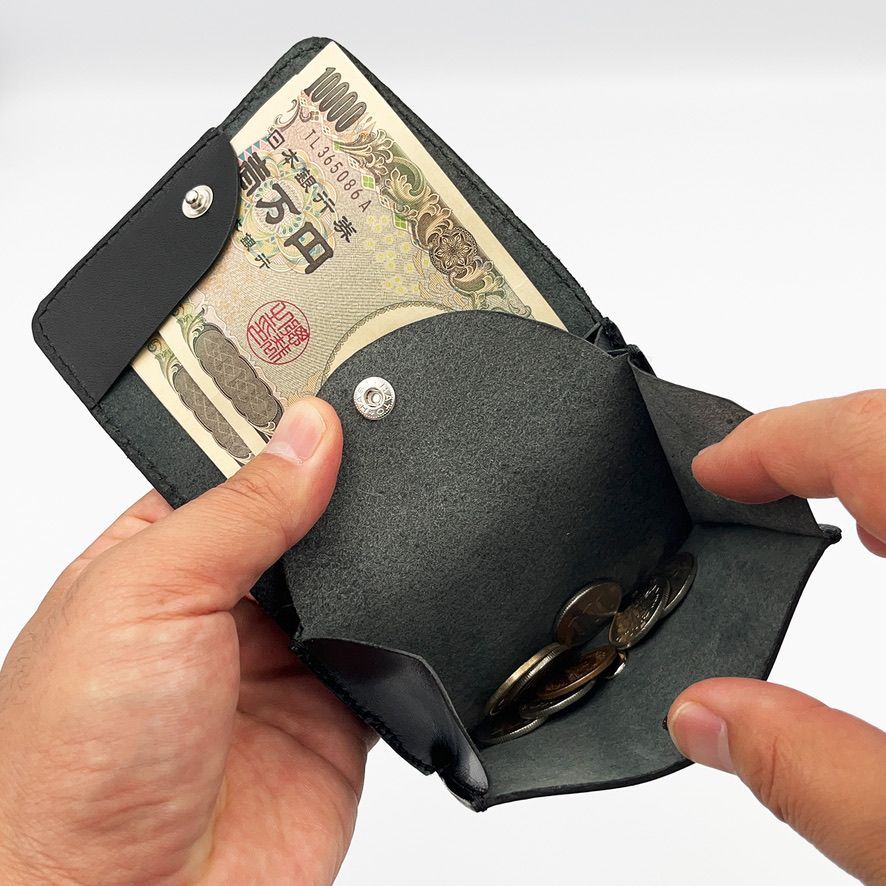 栃木レザー財布 コンパクト財布 ミニ財布 スタッズ財布 二つ折り財布 メンズ財布 wallet 小さい財布 日本製 新品 ［WL001W-ST7］ 送料無料