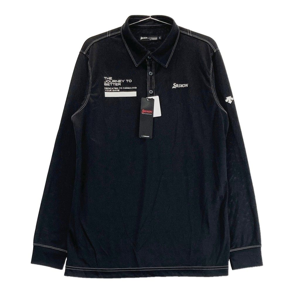 サイズ：LL SRIXON スリクソン byDESCENTE 長袖ポロシャツ  ブラック系 [240101303045]# ゴルフウェア メンズ ストスト