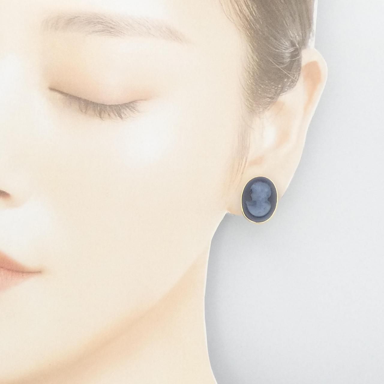 K18YG メノウカメオ イヤリング - メルカリ 