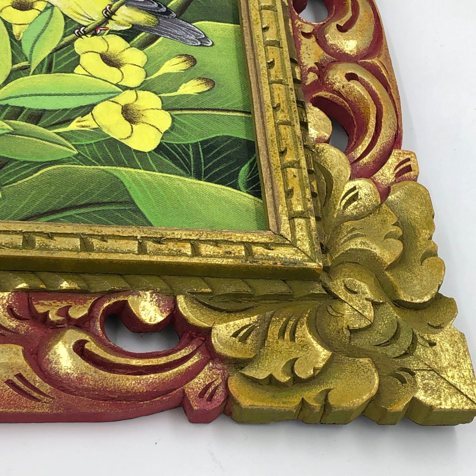 ① バリアート バリ島 アジアン雑貨 額付花鳥画 自然 鳥 花 バリ絵画 ① バリアート バリ島 アジアン雑貨 額付花鳥画 自然 鳥 花 バリ絵画