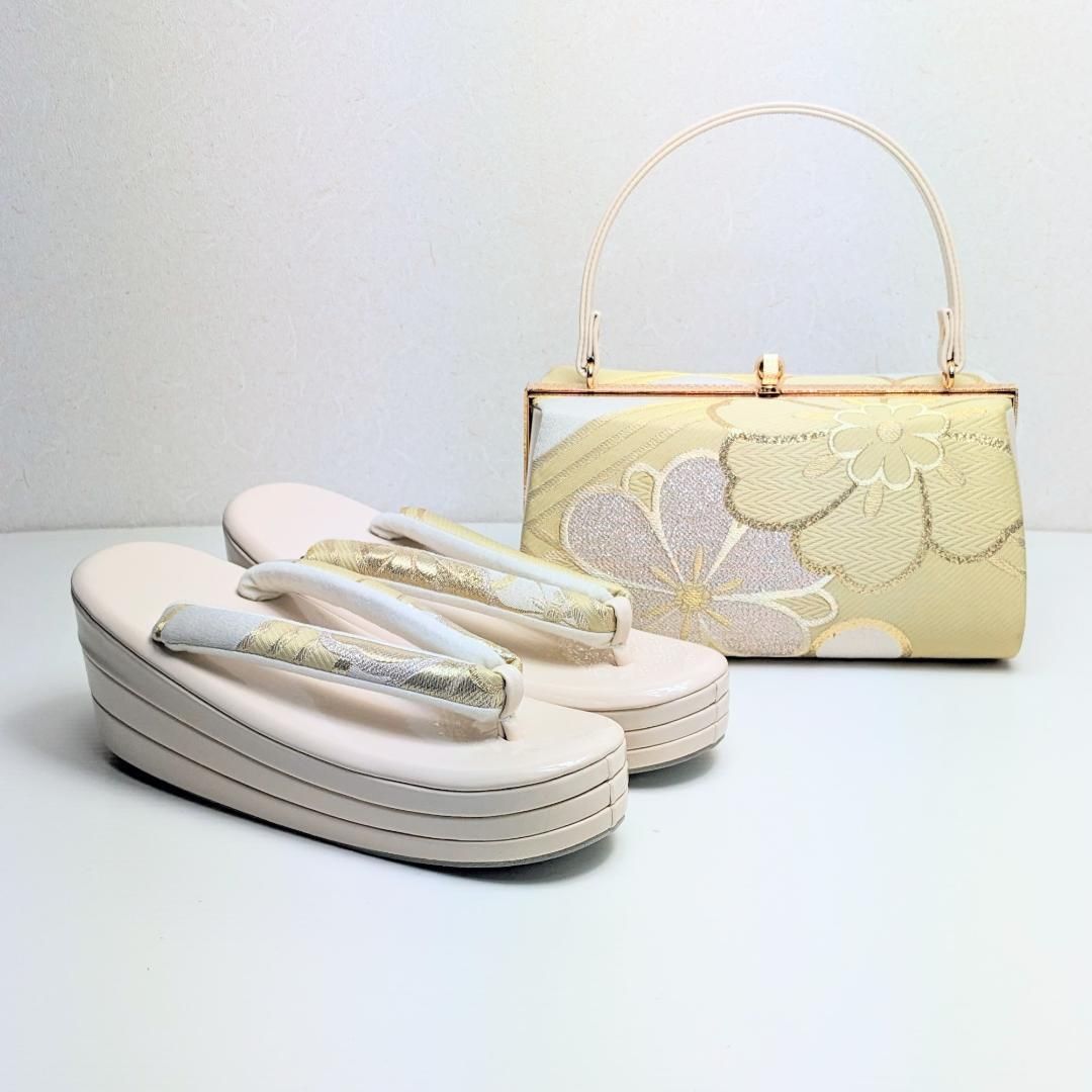 和装 草履 バッグ セット 帯地 ベージュ クリーム フリーサイズ u 94 4