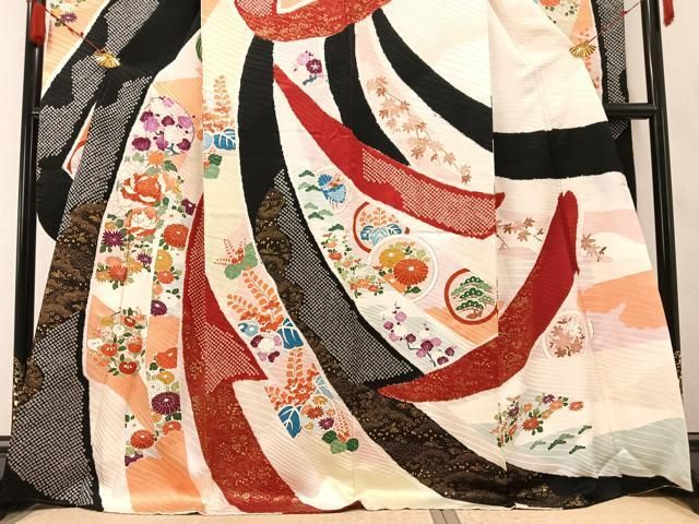 平和屋着物○創業460年・千總 訪問着 絞り 刺繍 草花 金彩 高島屋