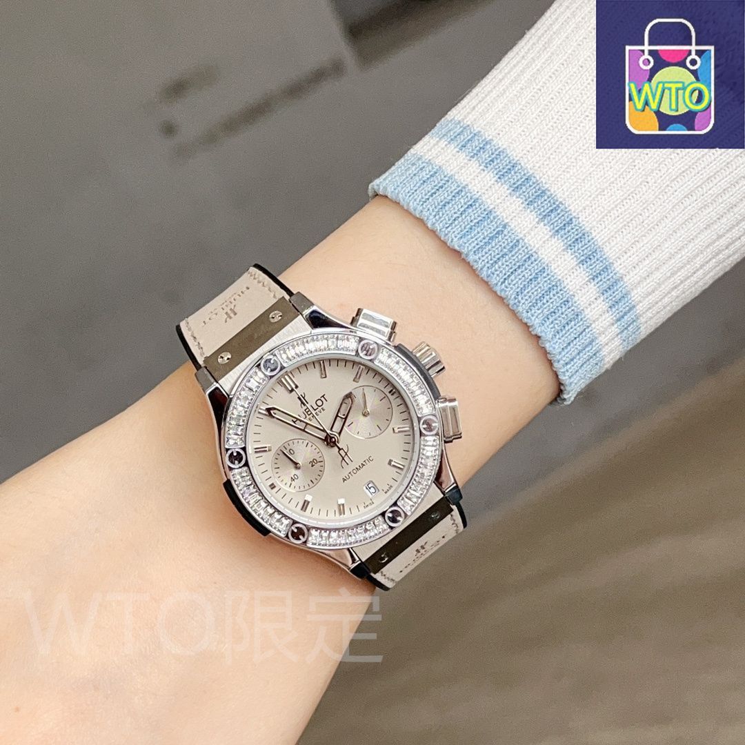 HUBLOT ヒューブロ Big Bang レディース 38mm クロノグラフ 愛を大胆に表現する時計 国際アーティスト 陳漫 チェンマン コラボモデル - チェコダイヤ&天然ゴムバンド| | -WTO店名をご ください