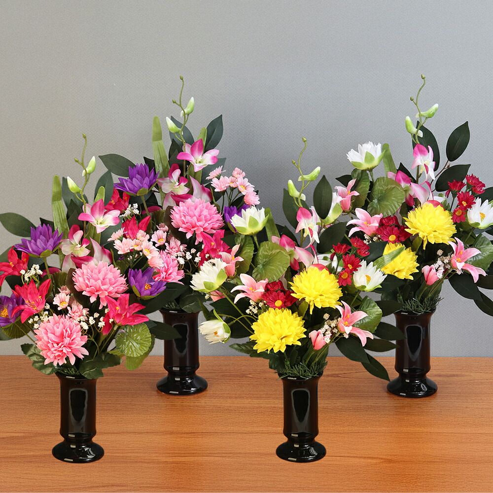 ショップ 花器付きハスのアレンジ仏花 同色2個組