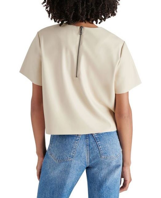 売れ筋商品|||スティーブ マデン カットソー トップス レディース Women's Ezra Faux Leather Top Marine EZRA Bone Women's Short Sleeve Faux Leather Top – Steve Madden