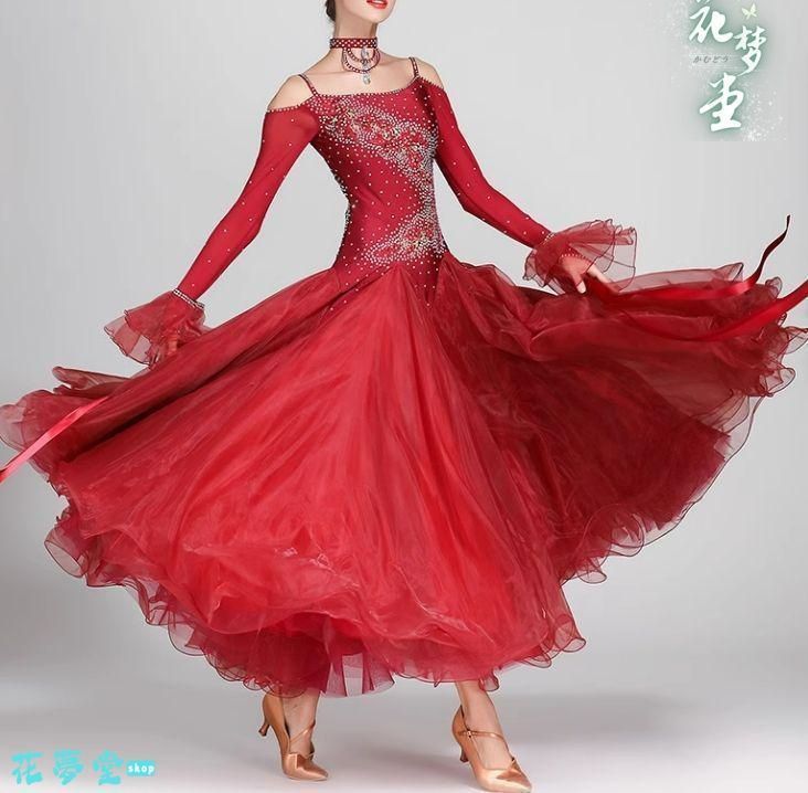 25年 ♥社交ダンスドレス スタンダードドレス モダンダンス 刺繍 オーダーメイド 撮影会 舞台 イベント 原野空間-103