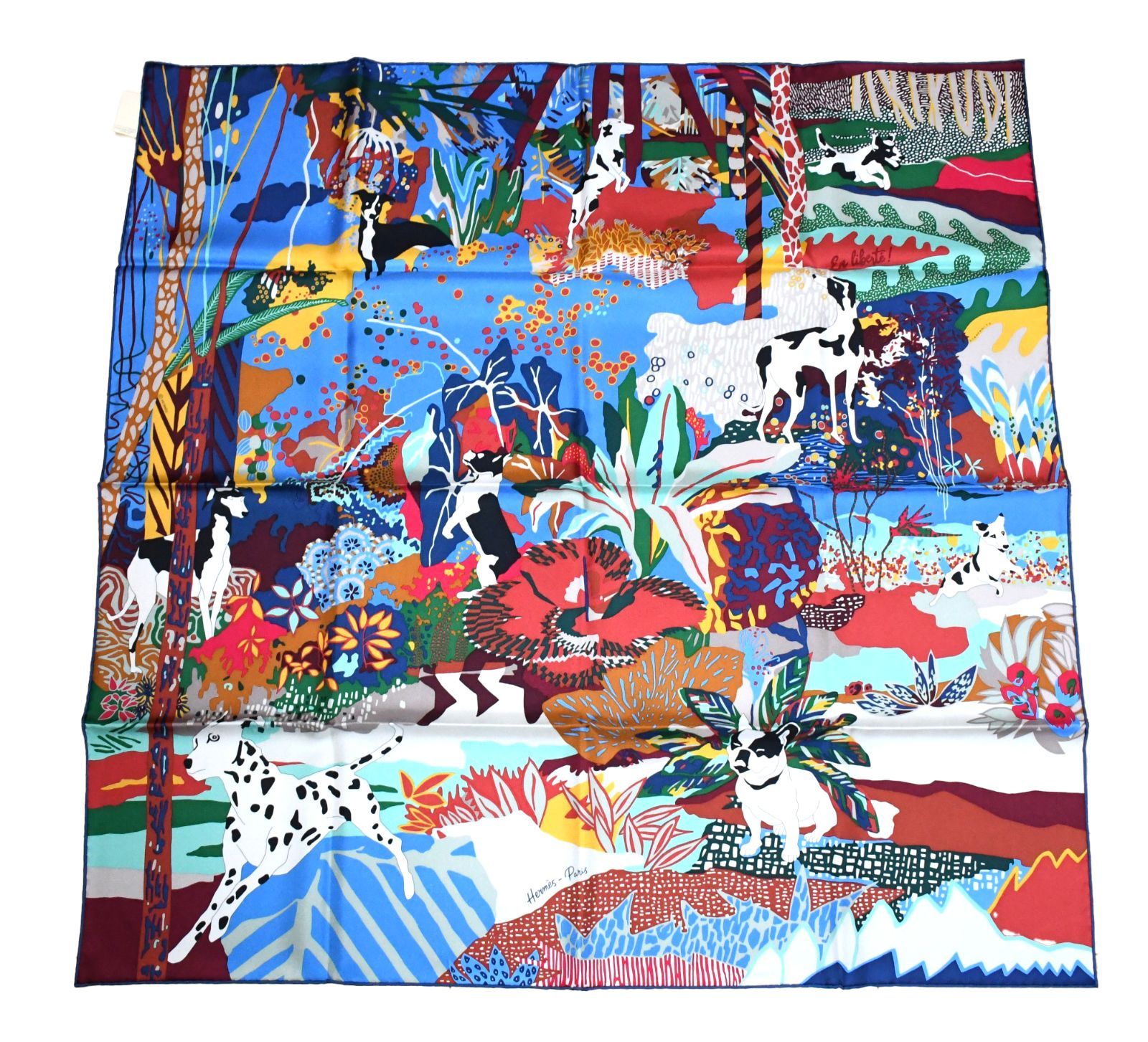 Hermes エルメス スカーフ 90 自由に 青 シルク カレsilk Scarf En Liberte