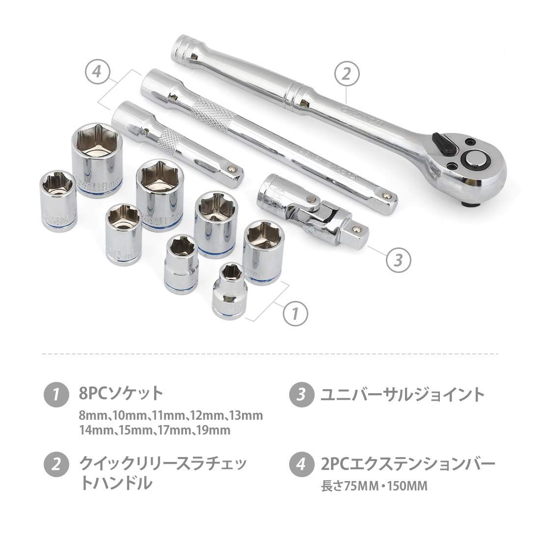 在庫処分】WORKPRO ソケットレンチセット ガレージツールセット
