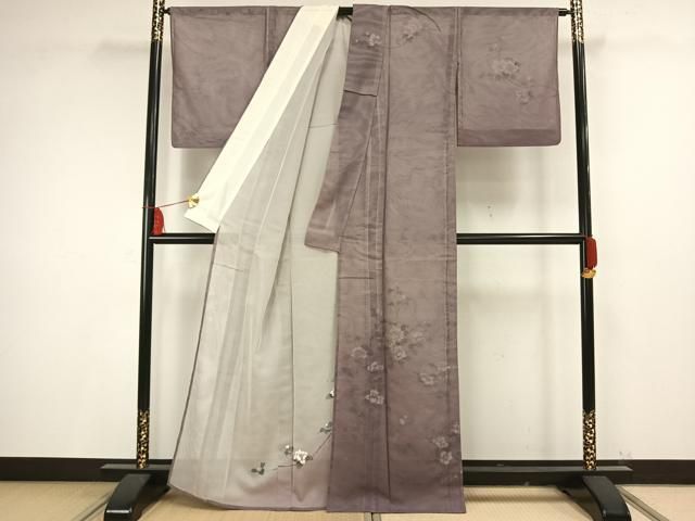 平和屋着物▽訪問着 無双 紗袷 紗×紗 手描き 枝花文 正絹 逸品