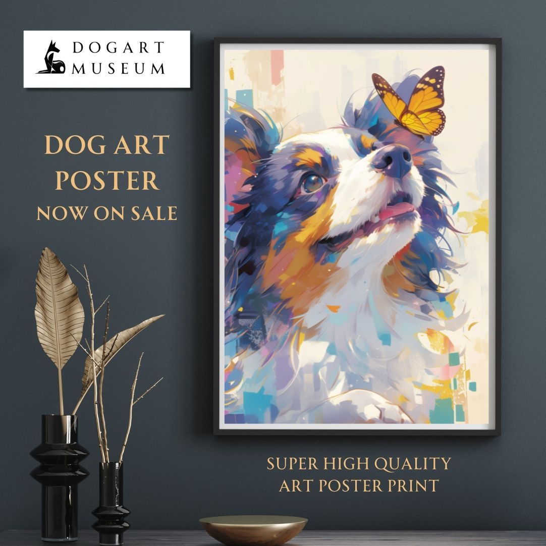 蝶犬戯舞 - ラフコリー・シェルティー犬の子犬 No.4】ジークレー版画