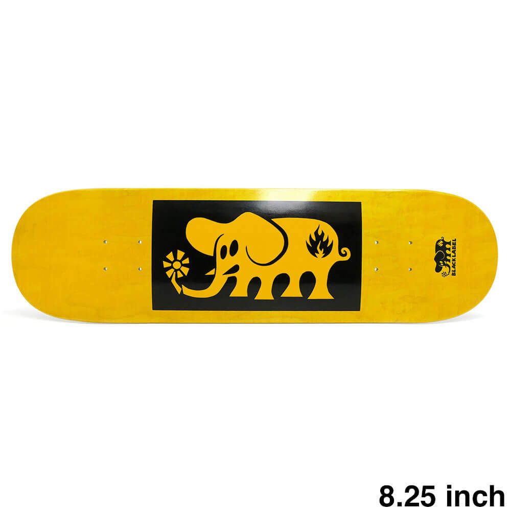 ポジティブな BLACK LABEL DECK ブラックレーベル デッキ TEAM ELEPHANT BLOCK YELLOW STAIN 8.25 スケートボード スケボー