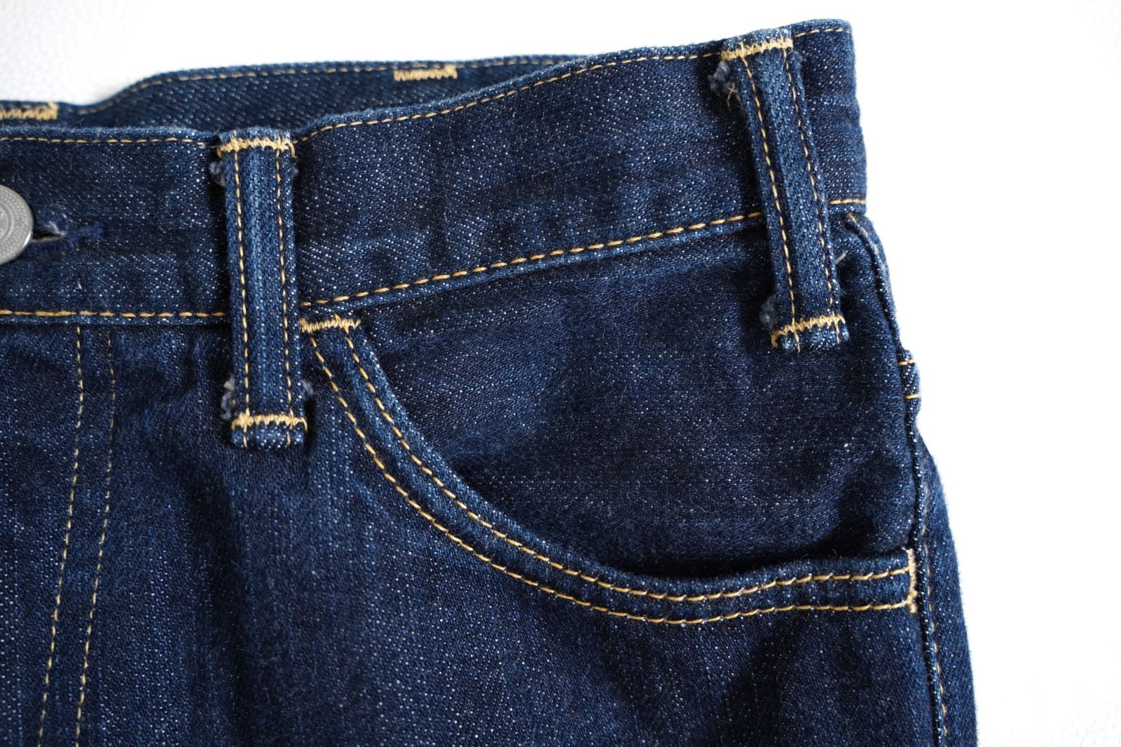 【美品】45R おこめ6.5のスリッポン5 デニムパンツ インディゴ赤耳 美品】45R おこめ6.5のスリッポン5 デニムパンツ インディゴ赤耳