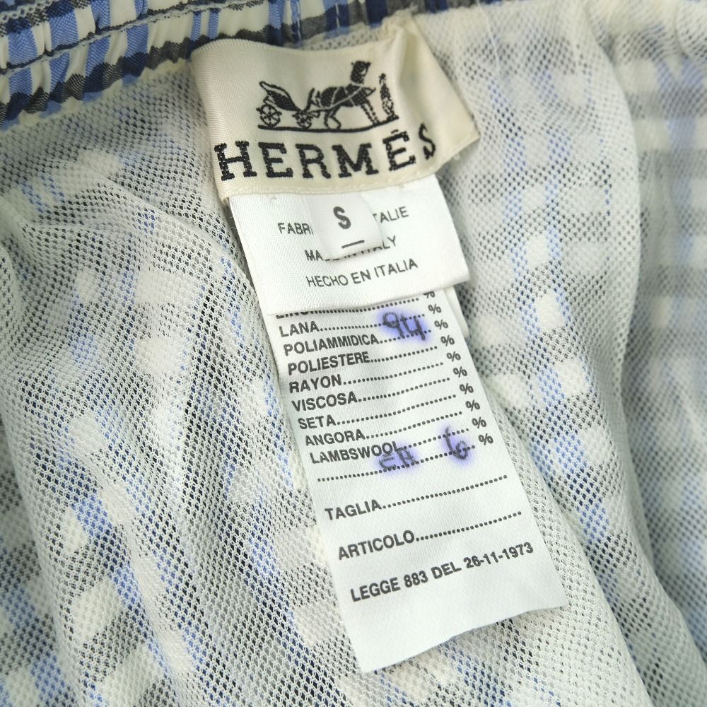 HERMES】エルメス 水着 チェック ナイロン×ポリウレタン ブルー