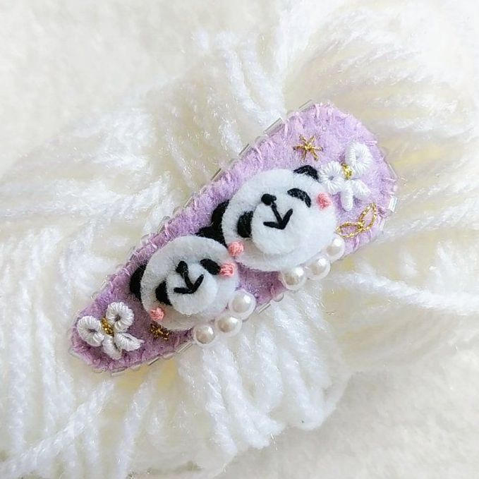 ☆受付中☆フェルト ぶち込ん 刺繍 ブローチ フェルト パッチンどめ ピン